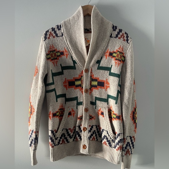 Koto | Printed Knit Button Down Collared Wool Blend Sweater Aztec Western - Picture 2 of 6